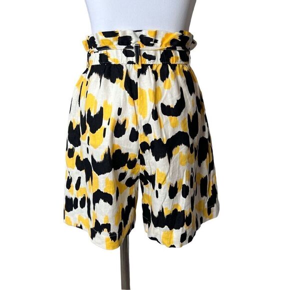 Who What Wear Linen Paperbag Shorts Yellow Animal Print sz XS NWOT - Picture 5 of 13